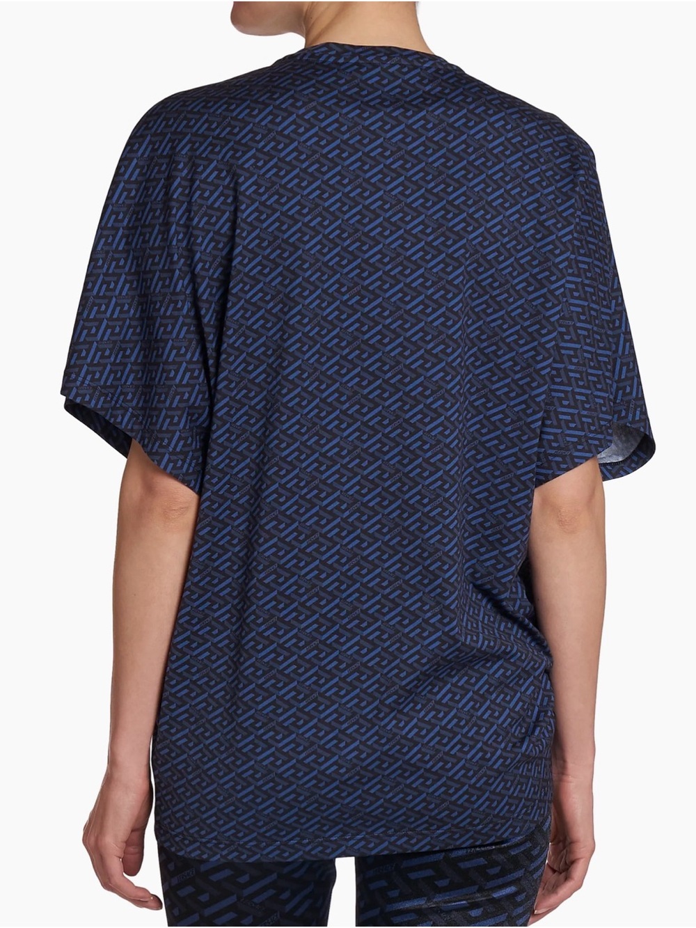 Versace Navy Blue and Black Logo Short Sleeve Top - Picture 5 of 8